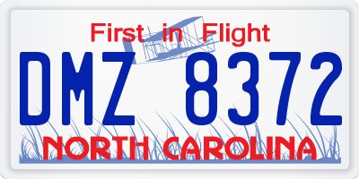 NC license plate DMZ8372