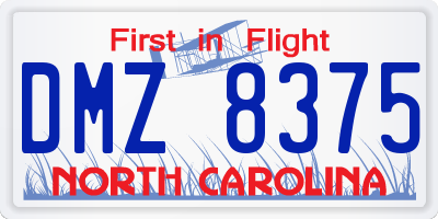 NC license plate DMZ8375