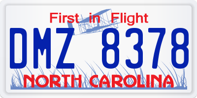 NC license plate DMZ8378