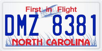 NC license plate DMZ8381