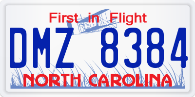 NC license plate DMZ8384