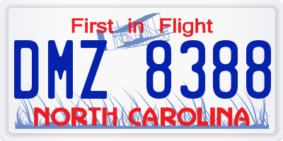 NC license plate DMZ8388