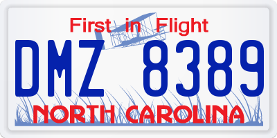 NC license plate DMZ8389