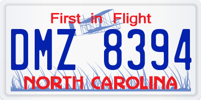 NC license plate DMZ8394