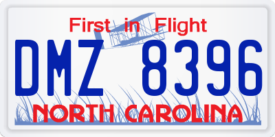 NC license plate DMZ8396