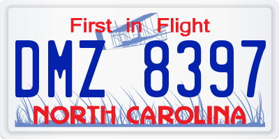 NC license plate DMZ8397