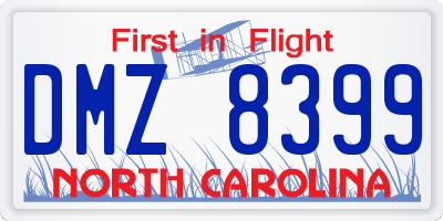 NC license plate DMZ8399