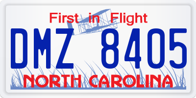 NC license plate DMZ8405