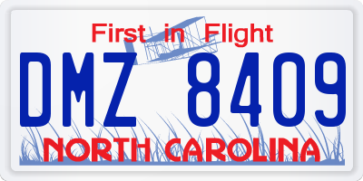 NC license plate DMZ8409