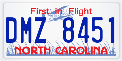 NC license plate DMZ8451