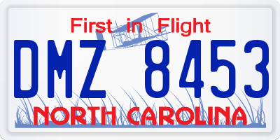 NC license plate DMZ8453