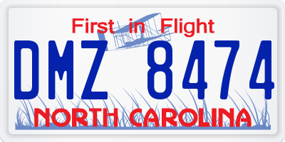 NC license plate DMZ8474