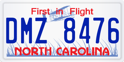 NC license plate DMZ8476
