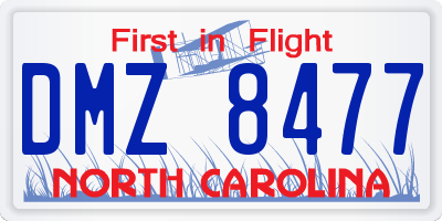 NC license plate DMZ8477