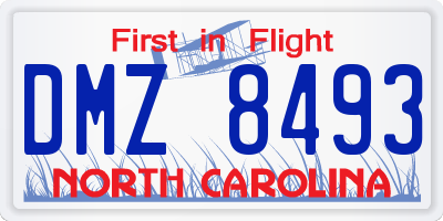 NC license plate DMZ8493