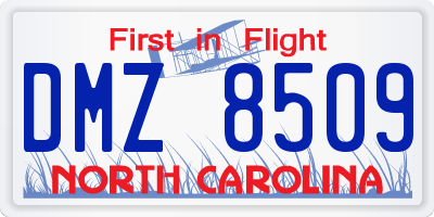 NC license plate DMZ8509