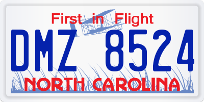 NC license plate DMZ8524