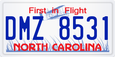 NC license plate DMZ8531