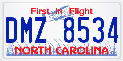 NC license plate DMZ8534