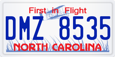 NC license plate DMZ8535
