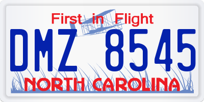 NC license plate DMZ8545