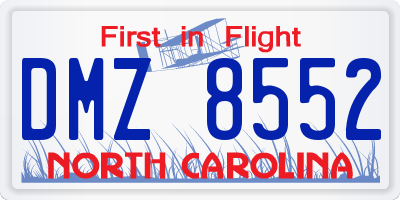 NC license plate DMZ8552