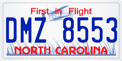 NC license plate DMZ8553