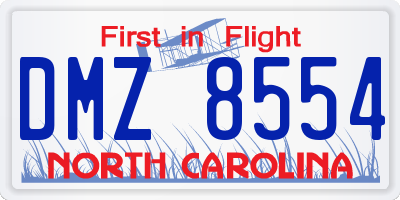 NC license plate DMZ8554