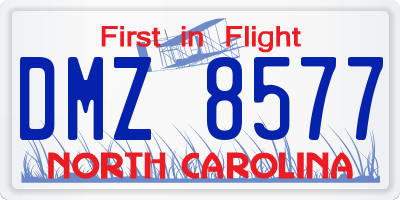 NC license plate DMZ8577