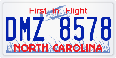 NC license plate DMZ8578