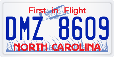 NC license plate DMZ8609