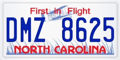 NC license plate DMZ8625