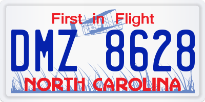 NC license plate DMZ8628