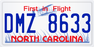 NC license plate DMZ8633