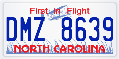 NC license plate DMZ8639