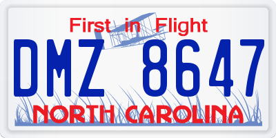 NC license plate DMZ8647