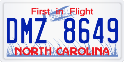 NC license plate DMZ8649