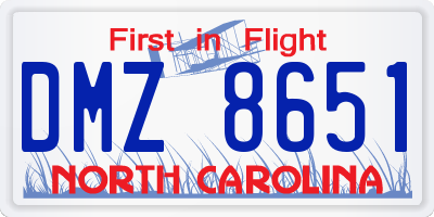 NC license plate DMZ8651