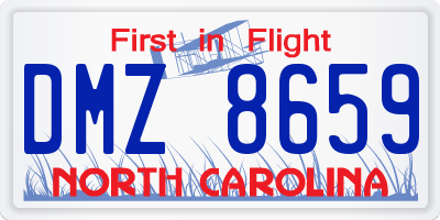 NC license plate DMZ8659