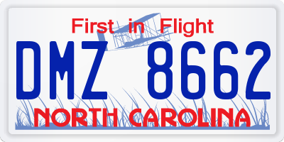 NC license plate DMZ8662
