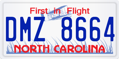 NC license plate DMZ8664