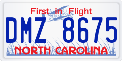 NC license plate DMZ8675