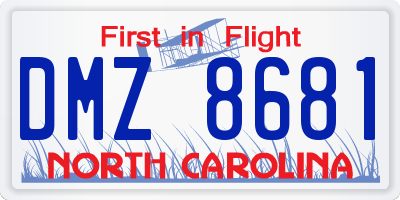 NC license plate DMZ8681