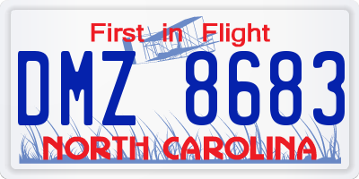 NC license plate DMZ8683