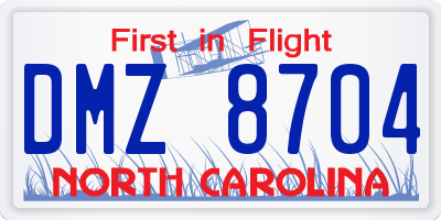 NC license plate DMZ8704