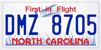 NC license plate DMZ8705