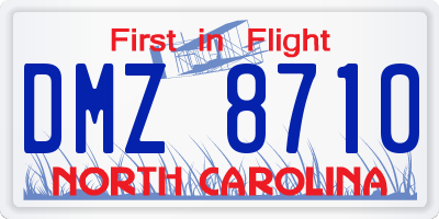 NC license plate DMZ8710