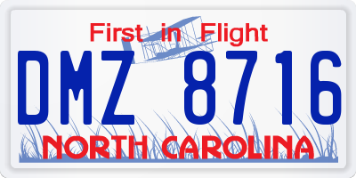 NC license plate DMZ8716