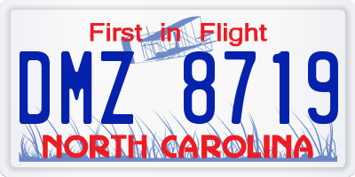 NC license plate DMZ8719