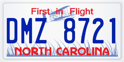 NC license plate DMZ8721
